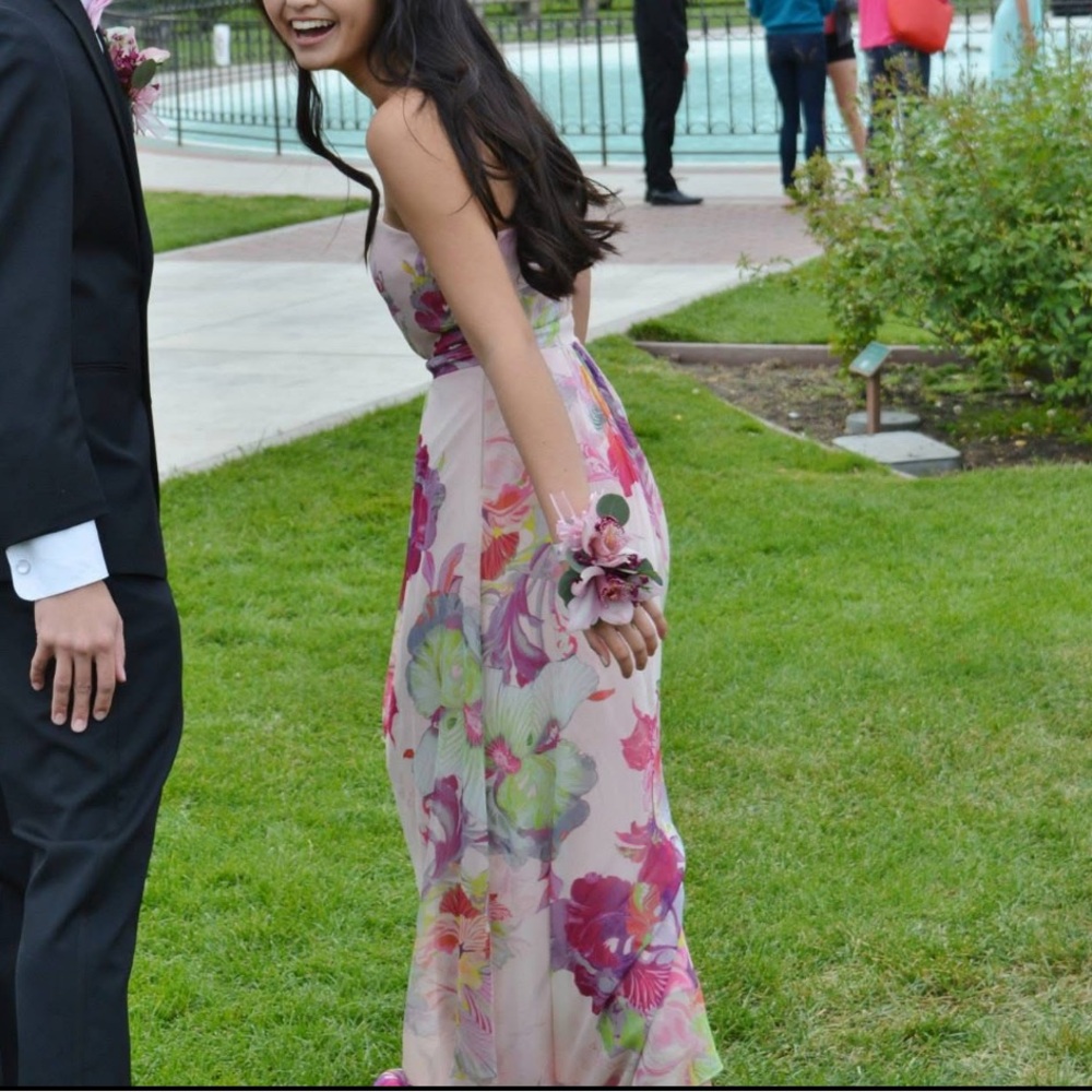 Ted Baker Light Pink Floral Orchid Maxi Dress